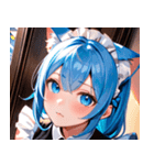 猫耳の青髪 ＆ 希望に満ちた表情0（個別スタンプ：18）