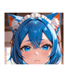 猫耳の青髪 ＆ 希望に満ちた表情0（個別スタンプ：19）