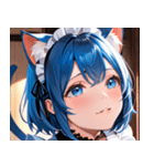 猫耳の青髪 ＆ 希望に満ちた表情0（個別スタンプ：20）