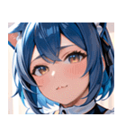 猫耳の青髪 ＆ 希望に満ちた表情0（個別スタンプ：22）