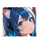 猫耳の青髪 ＆ 希望に満ちた表情0（個別スタンプ：23）