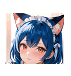 猫耳の青髪 ＆ 希望に満ちた表情0（個別スタンプ：25）