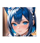 猫耳の青髪 ＆ 希望に満ちた表情0（個別スタンプ：26）
