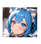 猫耳の青髪 ＆ 希望に満ちた表情0（個別スタンプ：27）