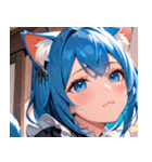 猫耳の青髪 ＆ 希望に満ちた表情0（個別スタンプ：28）