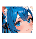 猫耳の青髪 ＆ 希望に満ちた表情0（個別スタンプ：31）