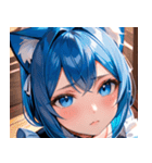猫耳の青髪 ＆ 希望に満ちた表情0（個別スタンプ：32）