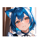 猫耳の青髪 ＆ 希望に満ちた表情0（個別スタンプ：33）