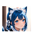 猫耳の青髪 ＆ 希望に満ちた表情0（個別スタンプ：34）