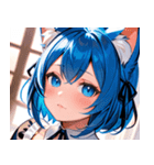 猫耳の青髪 ＆ 希望に満ちた表情0（個別スタンプ：36）
