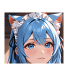 猫耳の青髪 ＆ 希望に満ちた表情0（個別スタンプ：38）