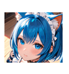 猫耳の青髪 ＆ 希望に満ちた表情0（個別スタンプ：39）