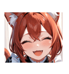 猫耳の赤髪 ＆ 大笑い0（個別スタンプ：3）