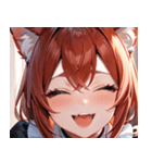 猫耳の赤髪 ＆ 大笑い0（個別スタンプ：39）