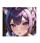 猫耳の紫髪 ＆ 誘惑的な表情0（個別スタンプ：2）