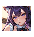 猫耳の紫髪 ＆ 誘惑的な表情0（個別スタンプ：4）