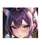 猫耳の紫髪 ＆ 誘惑的な表情0（個別スタンプ：7）