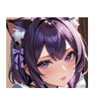 猫耳の紫髪 ＆ 誘惑的な表情0（個別スタンプ：11）