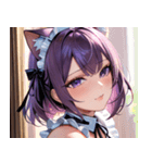 猫耳の紫髪 ＆ 誘惑的な表情0（個別スタンプ：24）