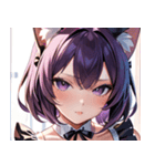 猫耳の紫髪 ＆ 誘惑的な表情0（個別スタンプ：34）