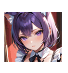 猫耳の紫髪 ＆ 誘惑的な表情0（個別スタンプ：40）