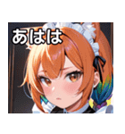 猫耳のレインボーヘア ＆ 混乱した顔（個別スタンプ：11）