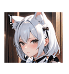 猫耳の白髪 ＆ 寂しそうな表情（個別スタンプ：14）