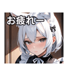 猫耳の白髪 ＆ 寂しそうな表情（個別スタンプ：27）