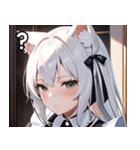 猫耳の白髪 ＆ 寂しそうな表情（個別スタンプ：30）