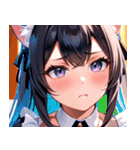 猫耳のグラデーションヘア ＆ 満足げな表情0（個別スタンプ：1）