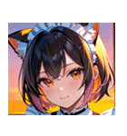 猫耳のグラデーションヘア ＆ 満足げな表情0（個別スタンプ：2）