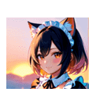 猫耳のグラデーションヘア ＆ 満足げな表情0（個別スタンプ：3）