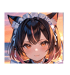 猫耳のグラデーションヘア ＆ 満足げな表情0（個別スタンプ：4）