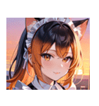 猫耳のグラデーションヘア ＆ 満足げな表情0（個別スタンプ：5）