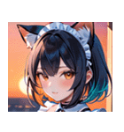 猫耳のグラデーションヘア ＆ 満足げな表情0（個別スタンプ：6）