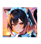 猫耳のグラデーションヘア ＆ 満足げな表情0（個別スタンプ：8）