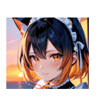 猫耳のグラデーションヘア ＆ 満足げな表情0（個別スタンプ：9）
