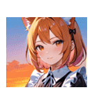 猫耳のグラデーションヘア ＆ 満足げな表情0（個別スタンプ：11）