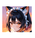 猫耳のグラデーションヘア ＆ 満足げな表情0（個別スタンプ：12）