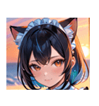 猫耳のグラデーションヘア ＆ 満足げな表情0（個別スタンプ：13）