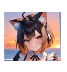 猫耳のグラデーションヘア ＆ 満足げな表情0（個別スタンプ：15）