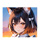 猫耳のグラデーションヘア ＆ 満足げな表情0（個別スタンプ：16）