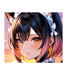 猫耳のグラデーションヘア ＆ 満足げな表情0（個別スタンプ：17）
