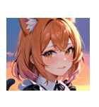 猫耳のグラデーションヘア ＆ 満足げな表情0（個別スタンプ：18）