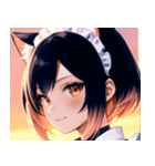 猫耳のグラデーションヘア ＆ 満足げな表情0（個別スタンプ：19）