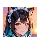 猫耳のグラデーションヘア ＆ 満足げな表情0（個別スタンプ：22）