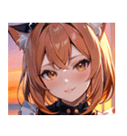 猫耳のグラデーションヘア ＆ 満足げな表情0（個別スタンプ：23）