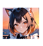 猫耳のグラデーションヘア ＆ 満足げな表情0（個別スタンプ：24）