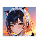 猫耳のグラデーションヘア ＆ 満足げな表情0（個別スタンプ：25）