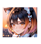 猫耳のグラデーションヘア ＆ 満足げな表情0（個別スタンプ：26）